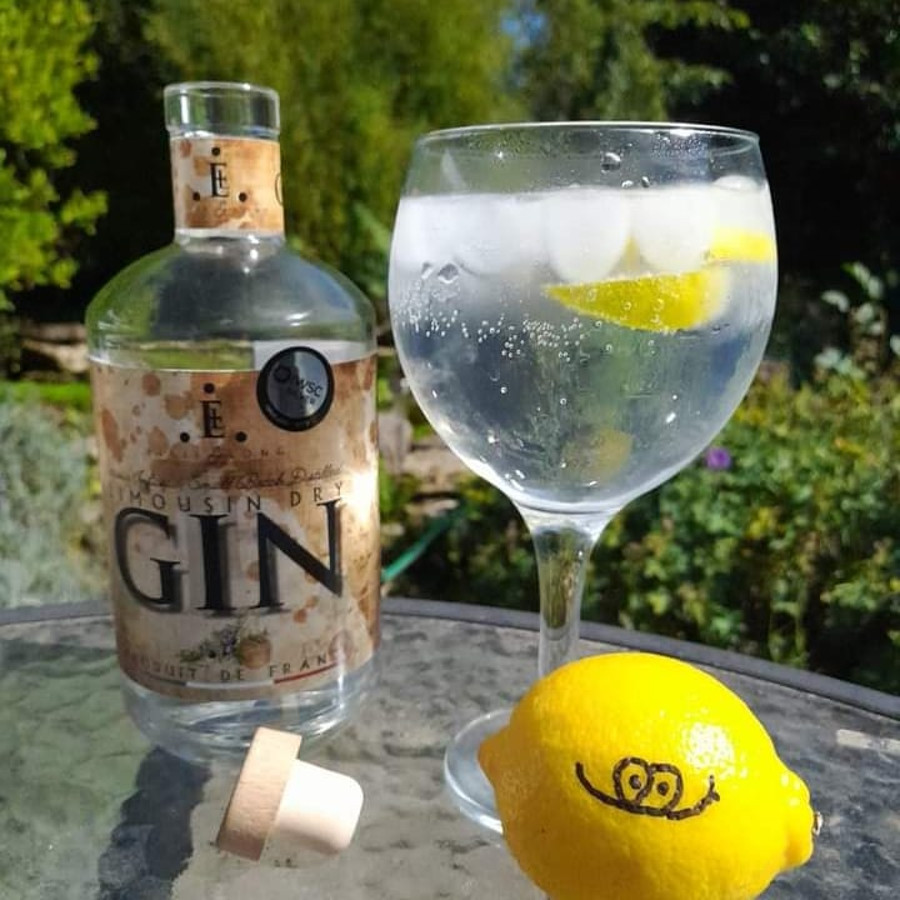 A Limousin Dry Ginto dans une verre ballon